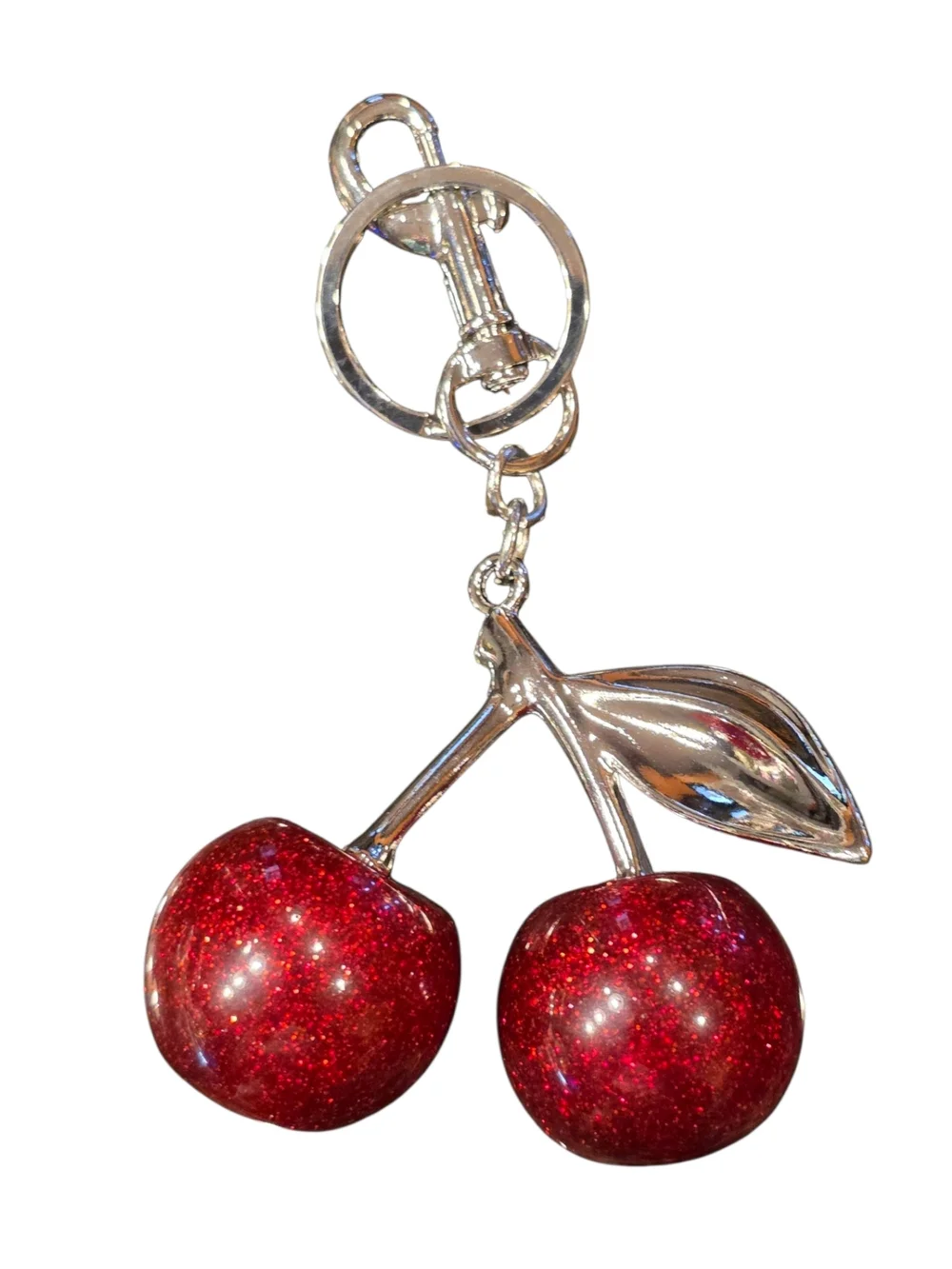 Fashion Jewelry Red Glitter Cherry Keychain Card Holder